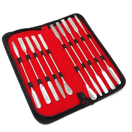 A2Z Scilab 10 Pcs Lab Micro Spatulas Double Ended Stainless Steel Sampling Tools in a Carrying Case A2Z-ZR-KIT-142